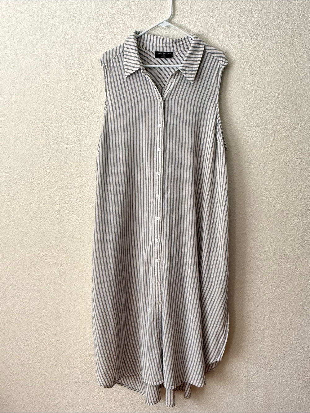 Lane Bryant Striped Sleeveless Shirt Dress Beach Coverup  Size 26/28 Blue White